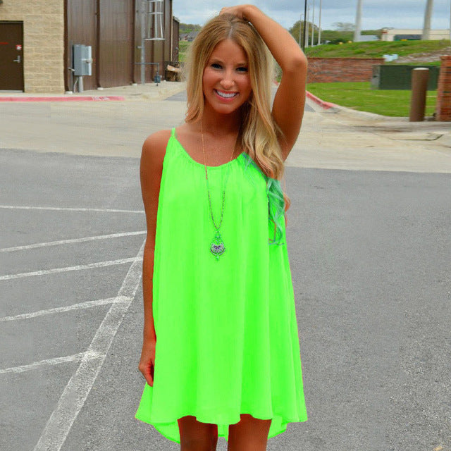 Women Beach Dress Fluorescence Summer Dress Chiffon Women Dress 2017 F glorystores Women Beach Dress Fluorescence Summer Dress Chiffon Women Dress 2017 F glorystores