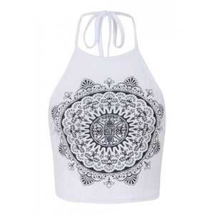 Summer Women Sexy Sleeveless Crop Tops Backless Vest Halter Tops T-Shirt Retro Summer Clothing