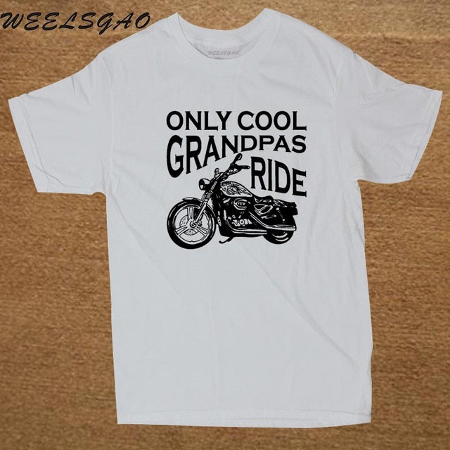 T Shirt Crew Neck Short Sleeve Cool Grandpas Ride Motorcycles Funny Premium Mens Tee Shirts