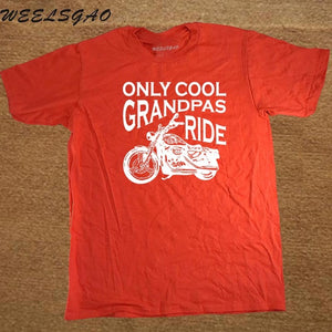 T Shirt Crew Neck Short Sleeve Cool Grandpas Ride Motorcycles Funny Premium Mens Tee Shirts
