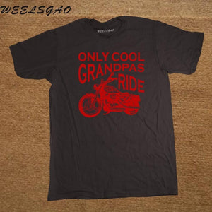 T Shirt Crew Neck Short Sleeve Cool Grandpas Ride Motorcycles Funny Premium Mens Tee Shirts