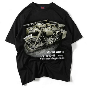 World War Two 3D Print T-Shirt Military Men Europe And US StreetWear T Shirt Pure Cotton Motorcycle T-Shirts O-Neck,UMA426