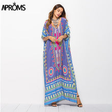 Aproms African Kaftan Dresses for Women Summer Ethnic Dashiki Dress Robe Traditional African Clothing Long Maxi Tunic Dress