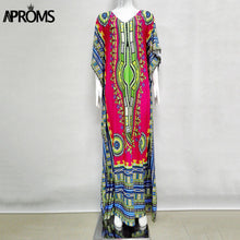 Aproms African Kaftan Dresses for Women Summer Ethnic Dashiki Dress Robe Traditional African Clothing Long Maxi Tunic Dress