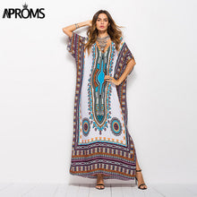 Aproms African Kaftan Dresses for Women Summer Ethnic Dashiki Dress Robe Traditional African Clothing Long Maxi Tunic Dress