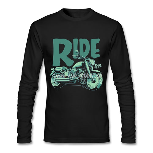 2017 Men T Shirts Motorcycle Fashion Print Ride t shirt Hip Hop Long Sleeve Man T Shirts 2XL