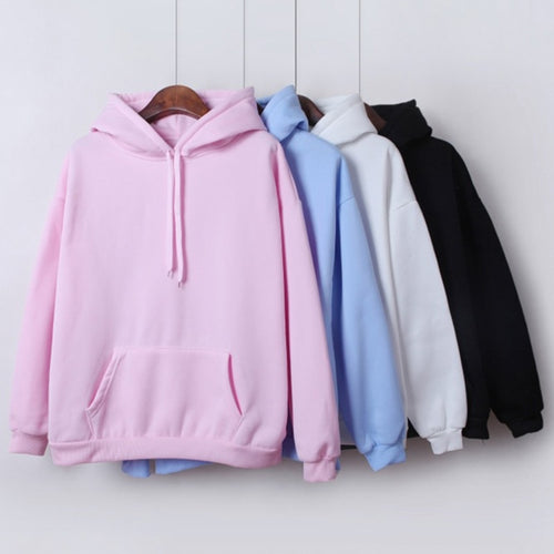 Women's Hoodies 2019 New Social Harajuku Hoodies For Girls Solid Color Hooded Tops Women's Sweatshirt Long-sleeved Winter Velvet Thickening Coat