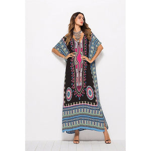 Plus Size Maternity Photo Shoot Beach Sundress Sexy V-Neck Boho Dress Traditional Ethnic Loose Dashiki Vintage Kaftan Dressess